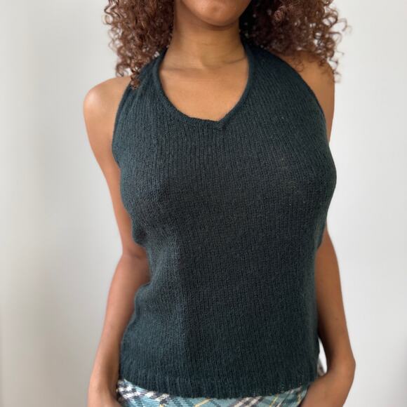 Euro Vintage Mohair Halter Knit Top (Medium) - Picture 7 of 9